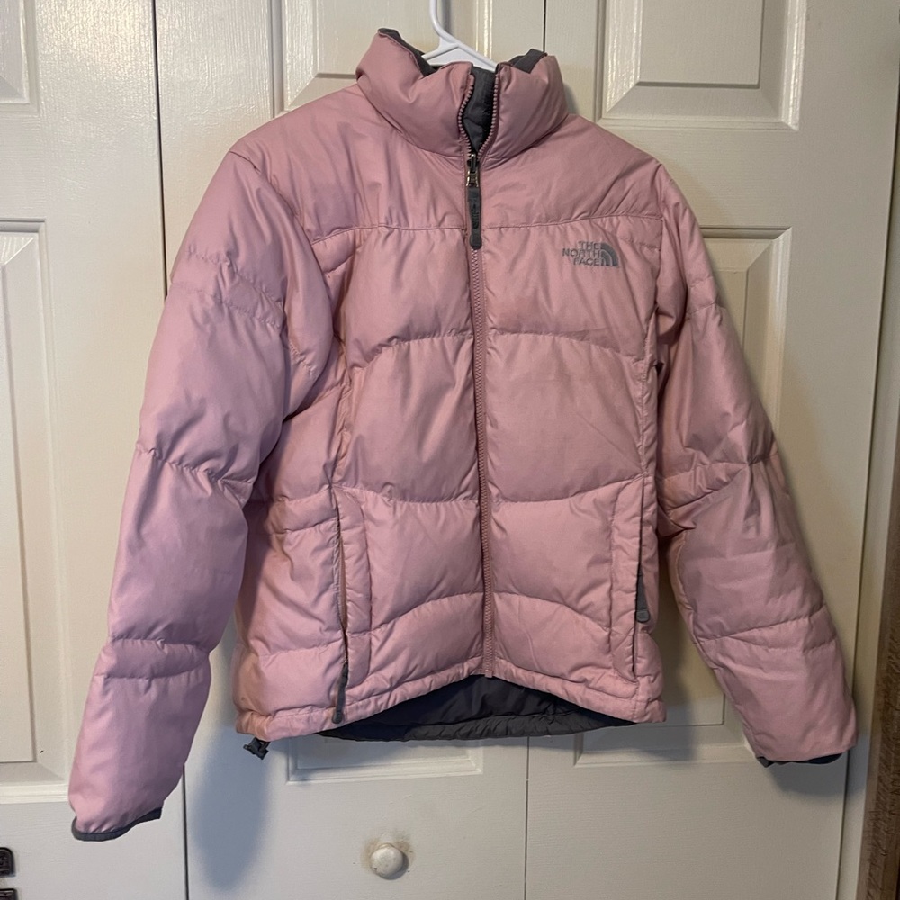 Pink & Gray North Face Puffer Women's Jacket